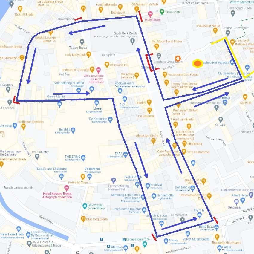 Routekaart Sinterklaasintocht Breda 2023